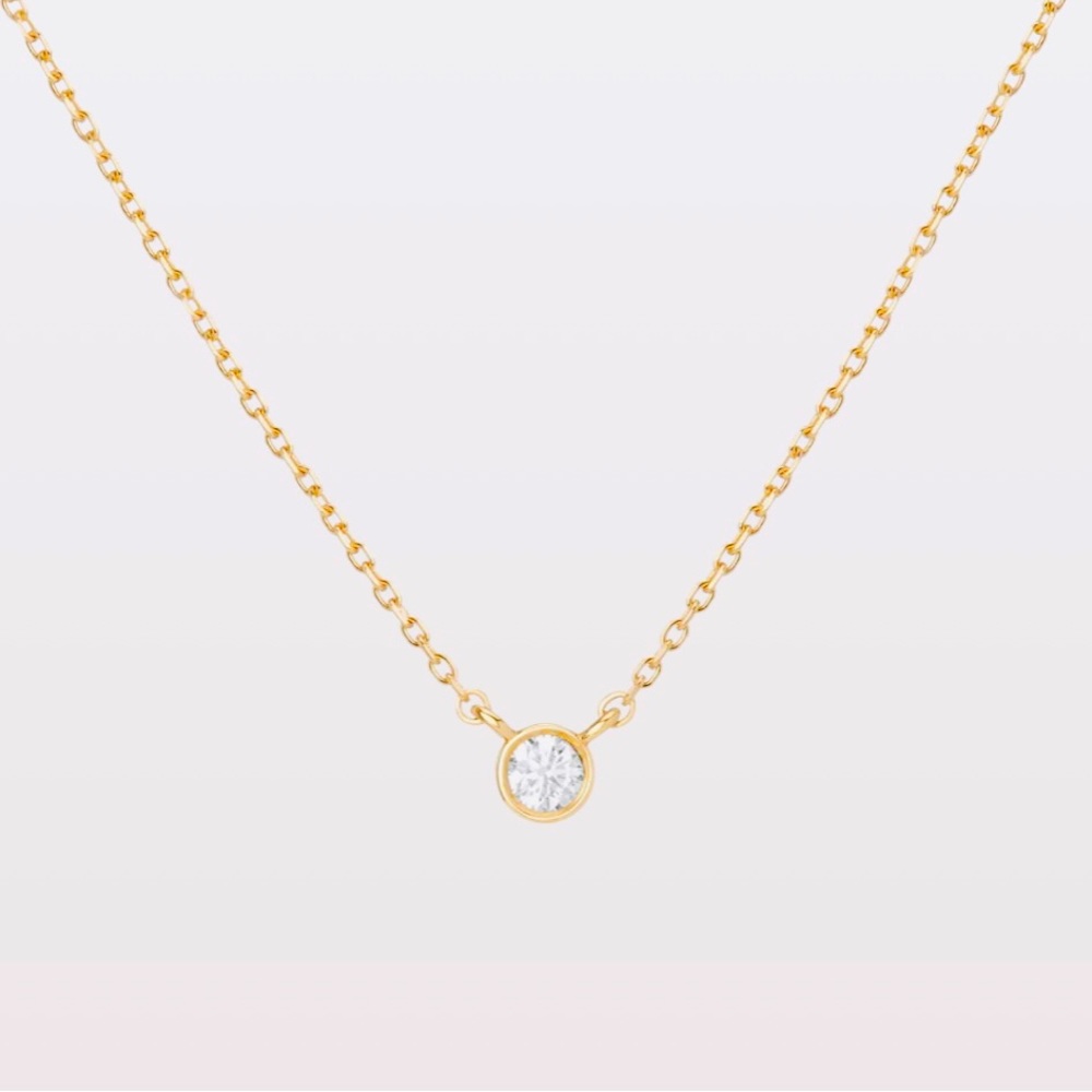 AURATE XL Diamond Bezel Necklace 14k yellow gold